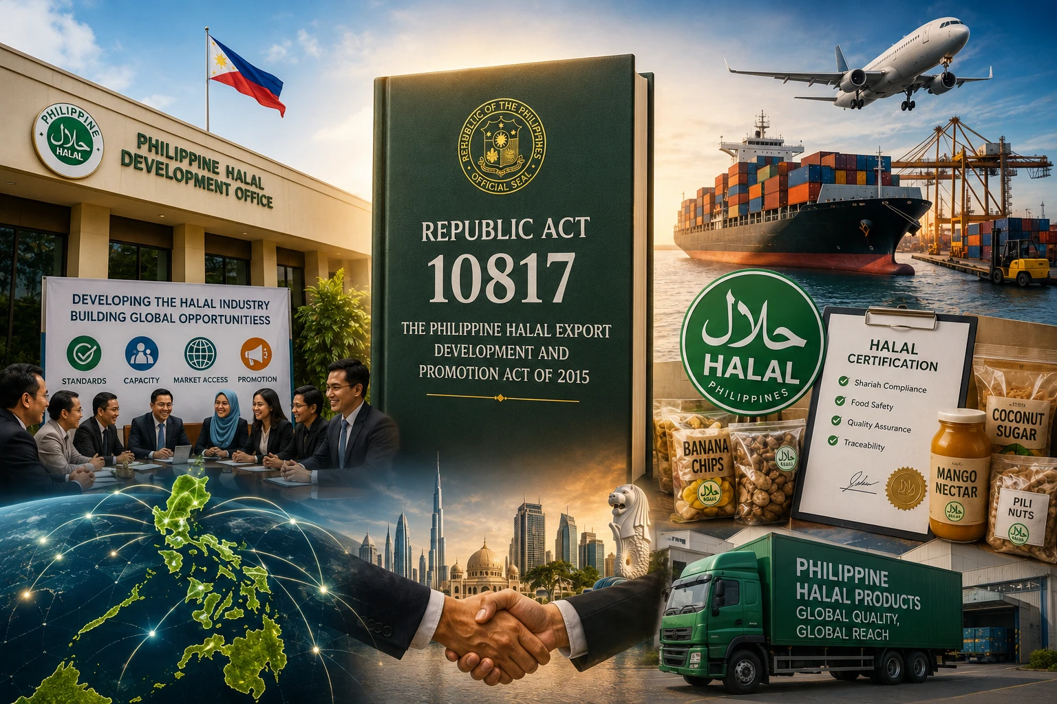 Republic Act 10817, the Philippine Halal Export Development and Promotion Act — AI-generated illustration